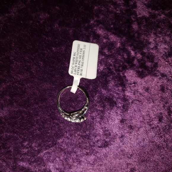 Solid Sterling Silver with Lab Created White Sapphires - Picture 5 of 6